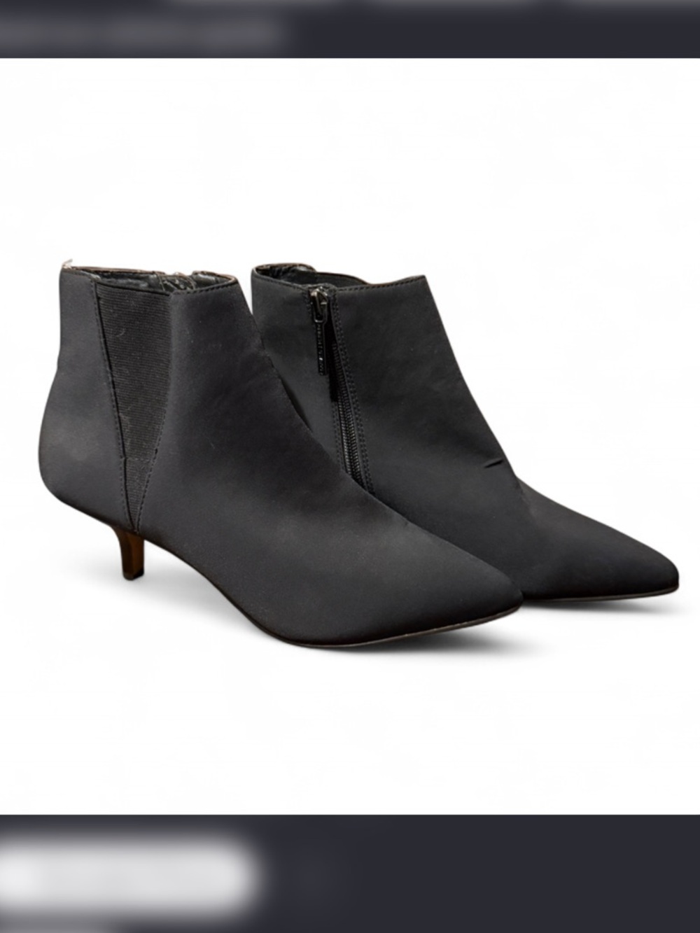 Donald J Pliner Black Microfiber Kitten Heel Booties | Size 7